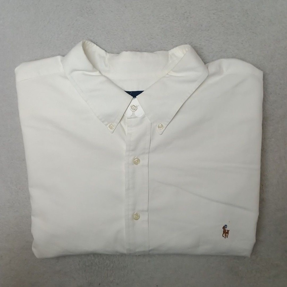 Ralph Lauren Shirt Mens Big 3XB White Oxford Button Down OCBD Flesh Pony Work